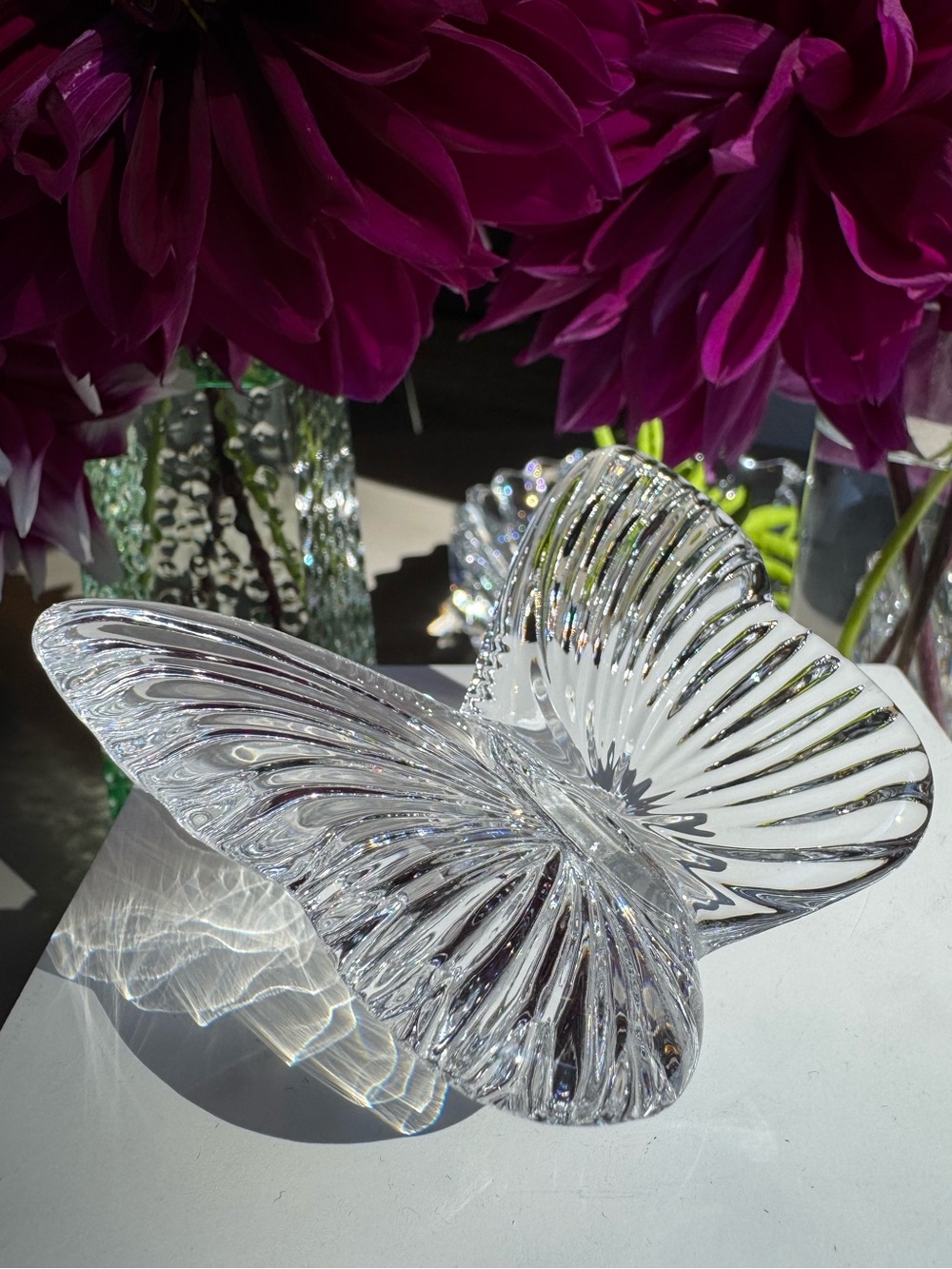 Waterford Crystal Butterfly Paperweight Figurine Signed Ireland Vintage Clear